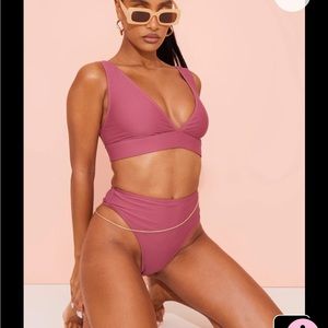 Pretty Little Things maroon plunge bikini set